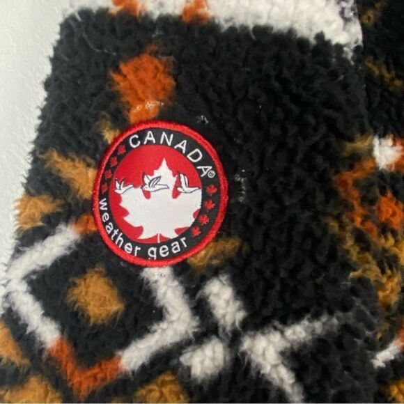 Canada Weather Gear Womens XL Black 1/4 Zip Sherpa Sweatshirt Aztec Tribal Comfy - Picture 7 of 14